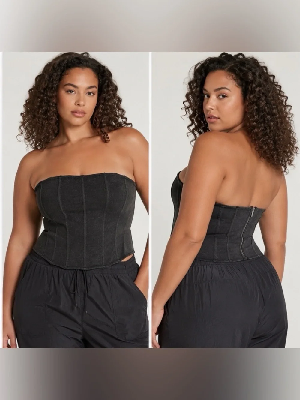 SKIMS Black Strapless Corset Tank Top